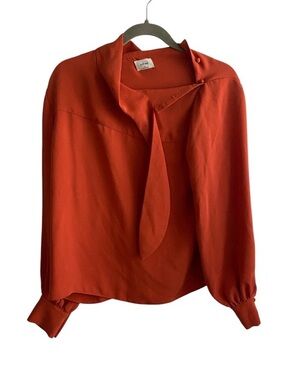 Wilfred Tie-Neck Blouse in Burnt Orange